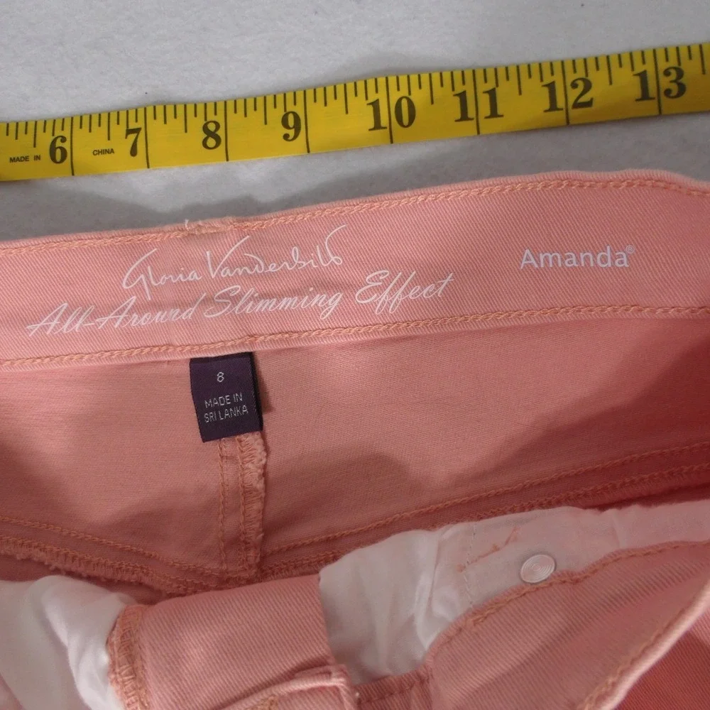 Gloria Vanderbilt Women Shorts 8 Coral Amanda Denim Slimming Preppy Feminine NEW